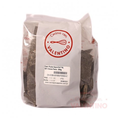 Cob. Fluido Semi-D Trozos N°75L 52% Cacao Fenix - 500Grs