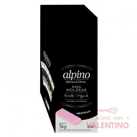 Baño de Moldeo Sabor y Color Frutilla Alpino - Caja 3 Kg (6u)